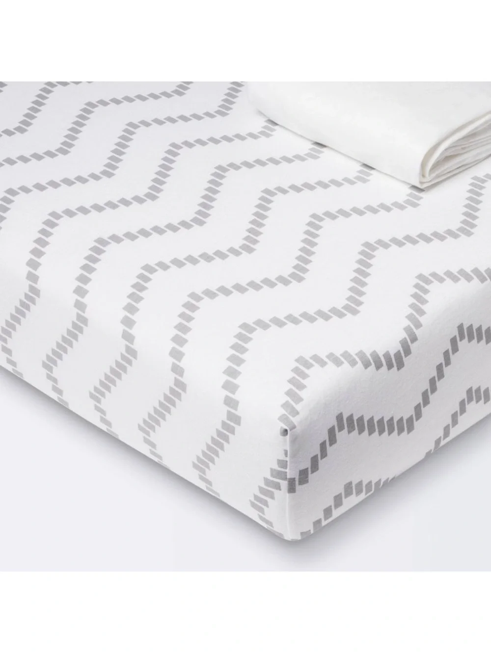 Fitted Cotton Jersey Crib Sheet - Cloud Island™ 2 pack, grey chevron & white